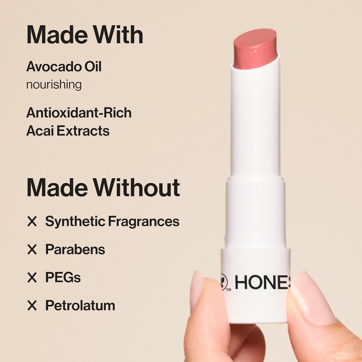 Honest Beauty Moisturizing Vegan Tinted Lip Balm, Antioxidant-Rich, Melon