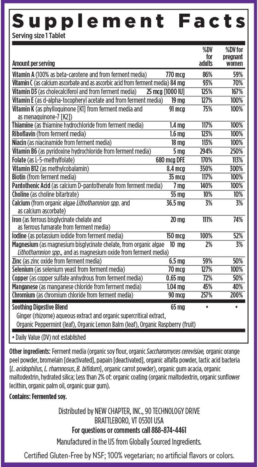 New Chapter One Daily Prenatal Multivitamin 35+, 90 Count | Enhanced Formula with Methylfolate and Choline for Healthy Mom and Baby, Gluten Free and Non-GMO, Made for Ages 35+