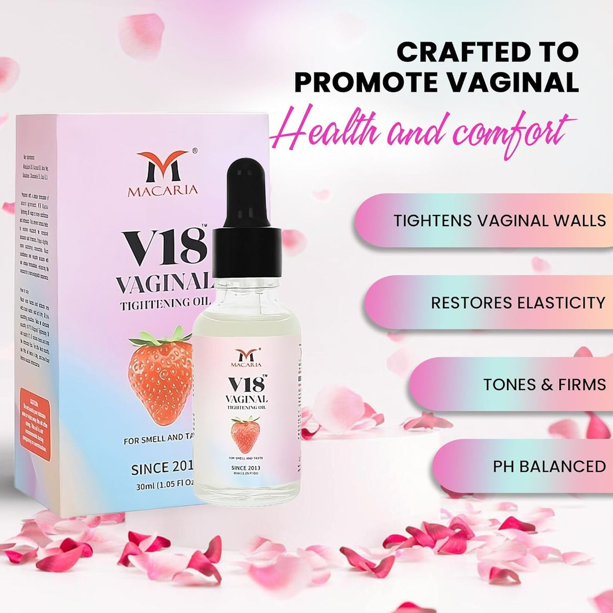 MACARIA V18 Vaginal Tightening Cream, Tightening Gel for Pussy Yoni, Narrows Vaginal Walls Improves Vagina Health, Enhances Intimate Sensitivity Restoring Self-Confidence