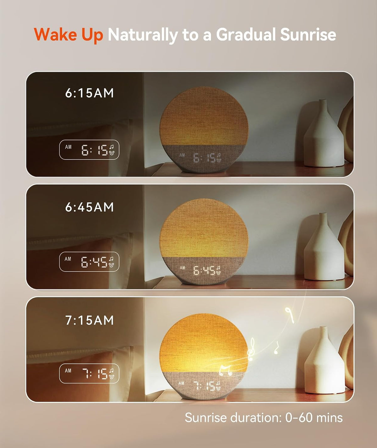 Dreamegg Sunrise 1 Alarm Clock, Wake up Light, White Noise Machine for Adults