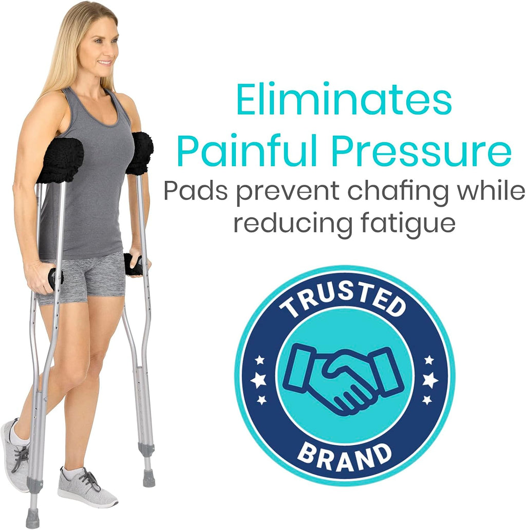 Vive Sheepskin Crutch Pads & Hand Grips - Comfortable, Breathable, Machine | Washable Padding for Adults - Premium Accessory Covers for Crutches, Armpits - Latex-Free & Non-Toxic