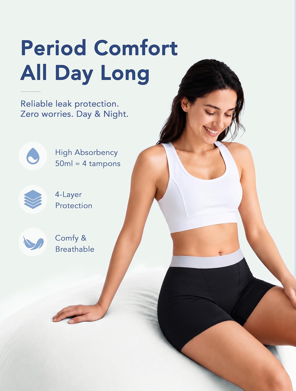 TIICHOO Period Underwear for Women Heavy Flow Leakproof Boyshorts 5 Pack