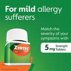 Zyrtec 24-Hour Allergy Relief Tablets, 5 mg Cetirizine HCl, 35 ct | Indoor & Outdoor Adult Allergy Medicine, Low Dose, Relief from Runny Nose, Sneezing, Itchy Eyes, plus Dust Mold & Pet Dander