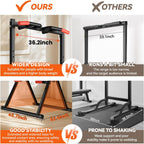 WATBKHE Power Tower Pull Up Dip Station Foldable, Pull Up Bar Station Adjustable, Multi-Function Home Gym, Strength Training Fitness Equipment, Triangular Design, for Home Outdoor