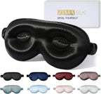 ZIMASILK Adjustable 22 Momme 100% Pure Mulberry Silk Sleep Mask | 3D Contoured Cup Eye Mask, Soft Breathable Blindfold for Women Men, Perfect Blocks Light for Sleeping (Black)