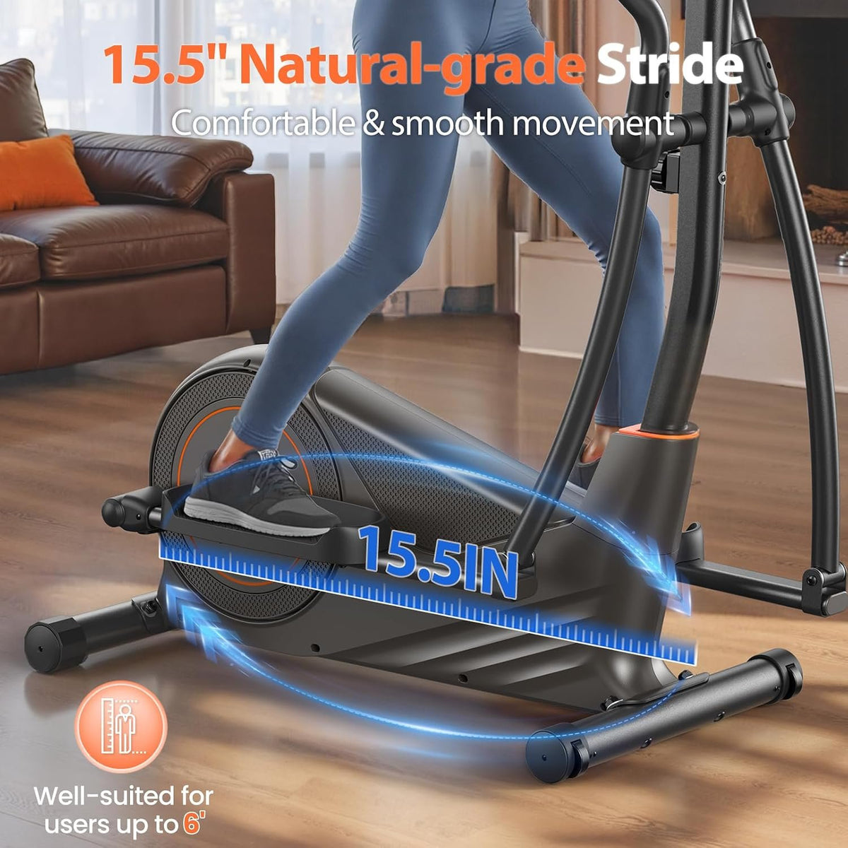 Niceday Elliptical Exercise Machine, Elliptical Machine for Home, Magnetic Elliptical Trainer with 15.5IN-20IN Stride, 16 Resistance Levels, 400LBS Loading Capacity, Support Kinomap APP