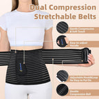 Abdominal Binder Post Surgery Postpartum Belly Band, C-section Belly Binder, Girdle for Postnatal, Adjustable Belly Wrap, Stomach Compression Hernia Belt For Men or Women After Pregnancy, Hysterectomy (Black XXL)