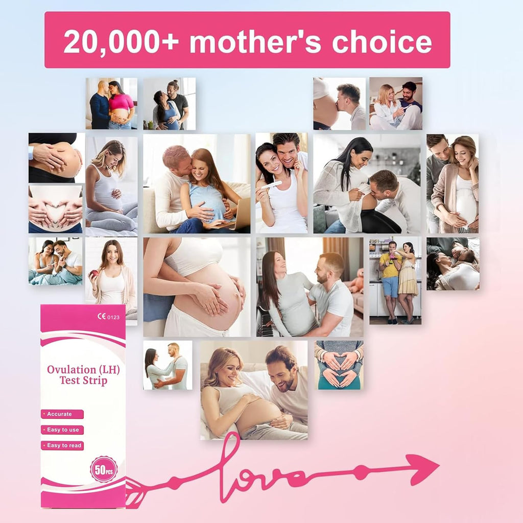 Ovulation Test Strips, 50 LH Ovulation Predictor Kit with 50 Collection Cups, Over 99% Accurately Track Ovulation Test