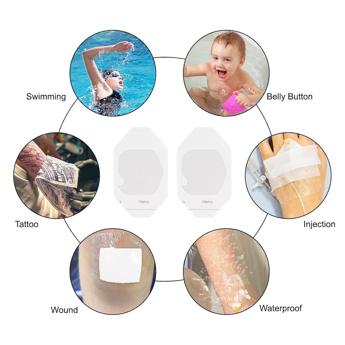 10 Pcs Waterproof Bandage, Waterproof Dressings, Waterproof Dressing for Wound Protection, Tattoo Care, Athletes, Band Aid, Hydrocolloid Tape, Band Aid Washproof