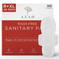 AZAH Sanitary Pads for Women (20 Reg + 20 XL) [Pack of 40] 100% Rash-Free sanitary napkins | 3x More Absorption, Cottony Soft and Dry Top Cover for heavy Flow | Toxin Free, Locks Odour, Leak-Proof