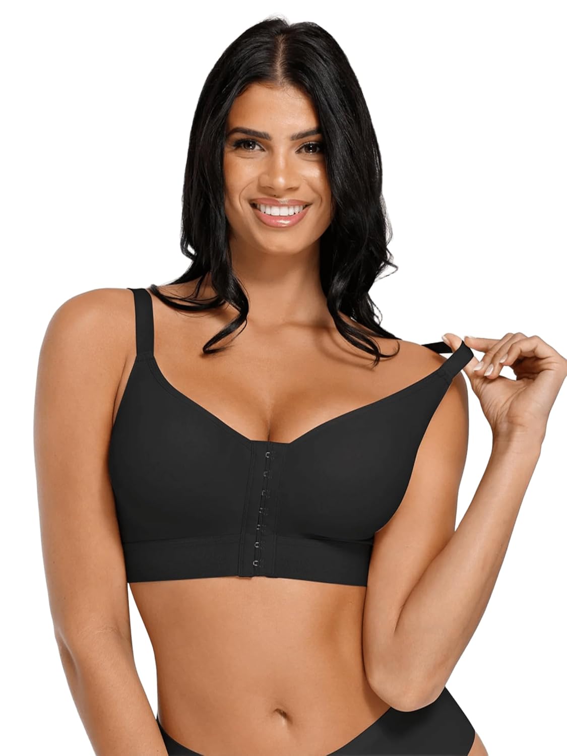 Bra for Women Front Closure Bras Full Coverage with Adjustable Straps | Wire-Free Feeding Bra for Feeding Mothers, Post Surgery Bras for Recovery & Support (S, Dark Skin)