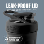 BlenderBottle Sport Flip Stainless Steel Shaker Bottle 24 oz Black
