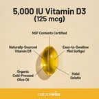 NatureWise Vitamin D3 5000IU Supplement, Bone & Immune Health, 30 Softgels