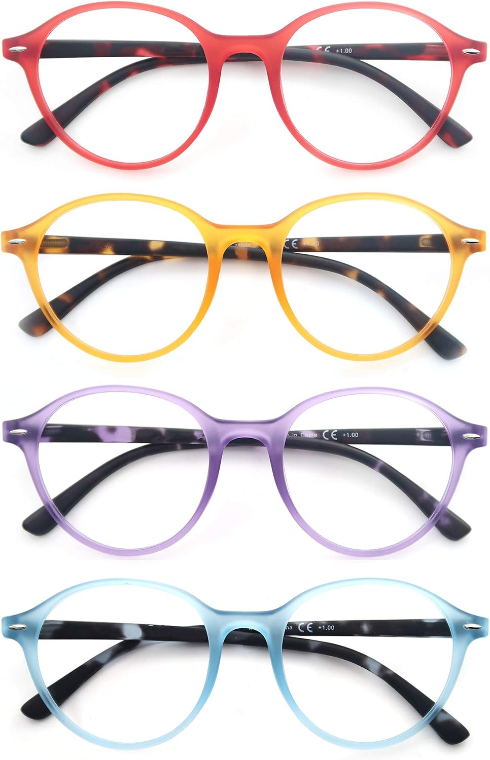 Reading Glasses Women Lightweight Stylish Readers Cute Cheaters Glasses w/Spring Hinges Eyeglasses for Reading 4 Pack