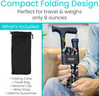 Vive Folding Cane - Foldable Walking for Men, Women Fold-up & Collapsible | Lightweight, Adjustable, Portable Hand Stick Balancing Mobility Aid Sleek, Comfortable (Black Butterfly)
