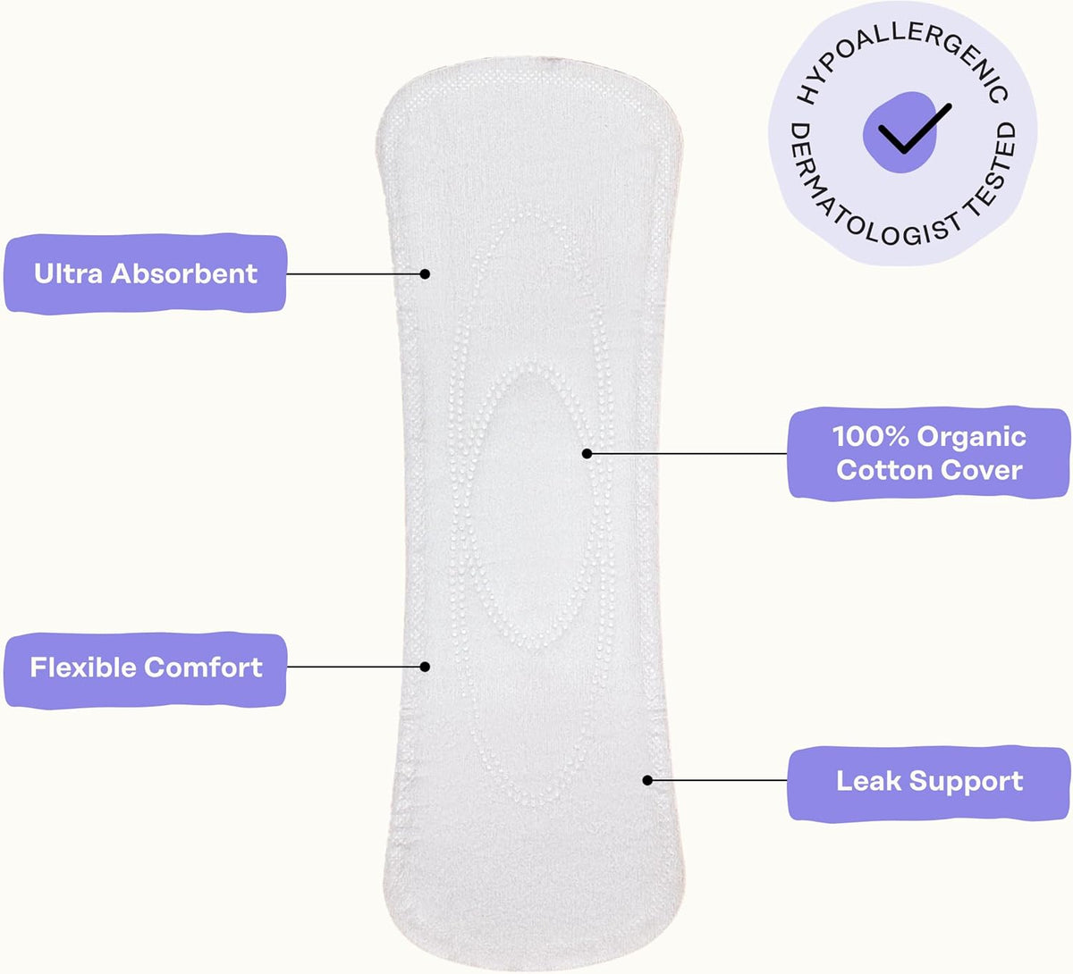 Honey Pot - Calming Long Panty Liners for Women - 100% Organic Cotton Top Sheet - Feminine Care - Non Cooling - Calming Herbs of Lavender, Ashwagandha, & Lemon Balm - 30ct