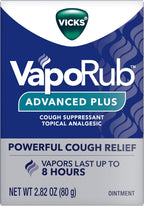 Vicks VapoRub Advanced Plus, Powerful Cough Suppressant, Topical Chest Rub & Analgesic Ointment, Medicated Vapors, Fast Cough Relief, 2.82oz x 2