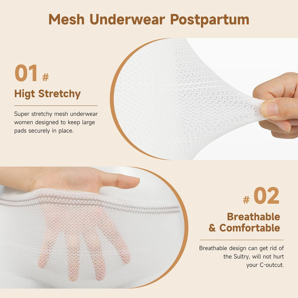 Disposable Mesh Panties 20 Count Mesh Postpartum Underwear Maternity Underwear Postpartum for Women Carer Soft, Breathable, Stretchy Briefs X-Large