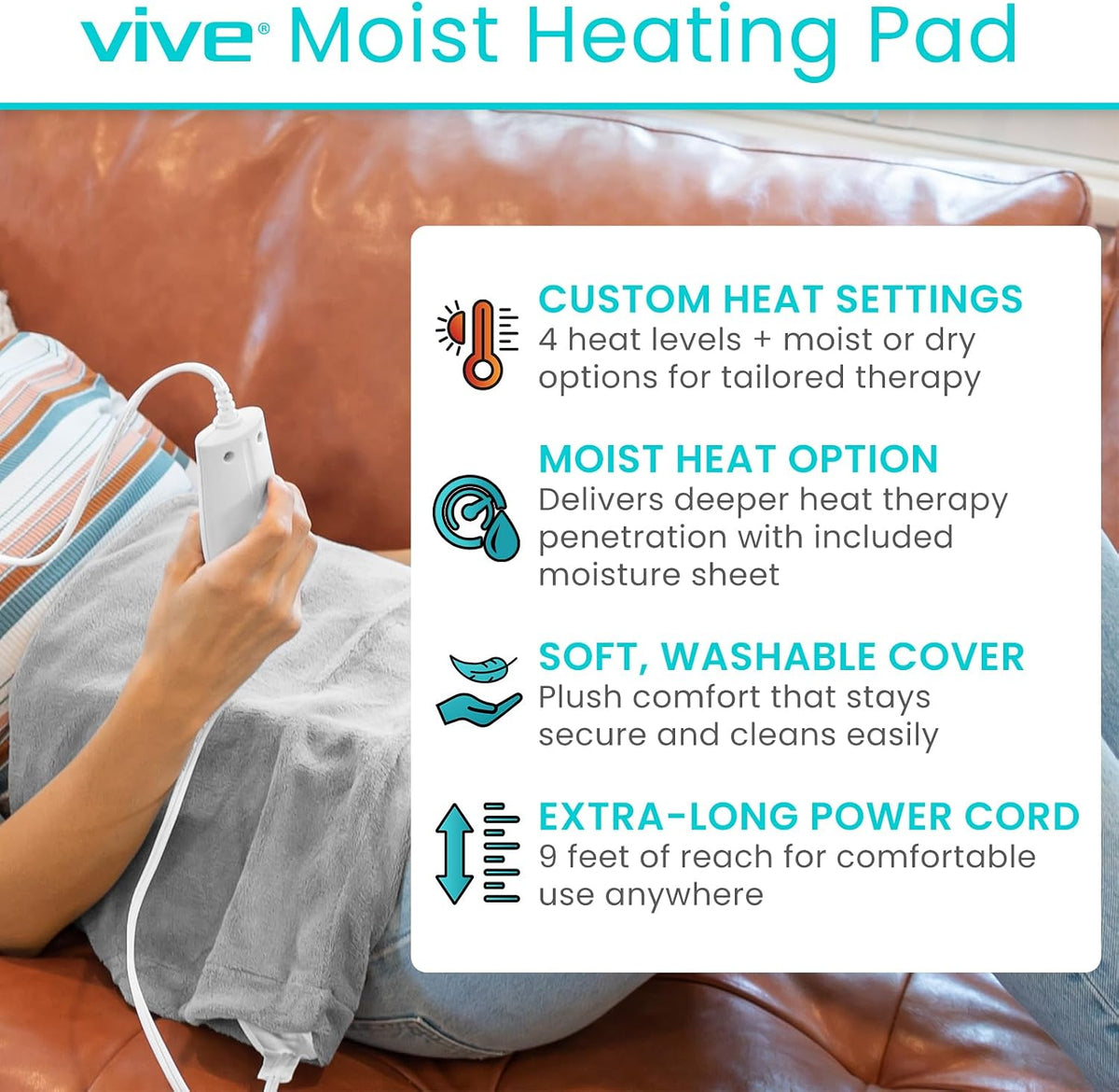 Vive Moist Heating Pad - Electric Heated Warming Hot Wrap for Heat Therapy