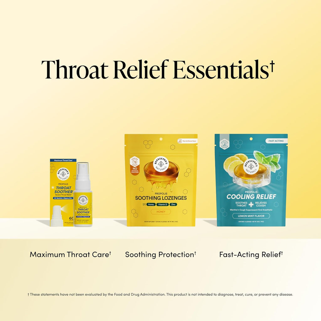 Beekeeper's Naturals Throat Soothing Honey Cough Drops, Zinc + Vit D, 24 Ct