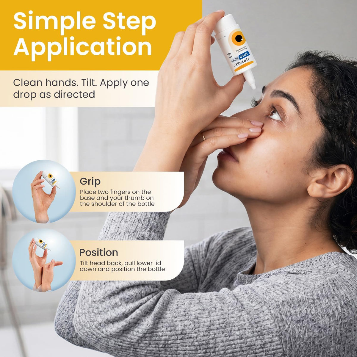 Optase® HYLO® Relief Dry Eye Drops, 0.33 fl oz | Preservative Free Eye Drops for Dry Eyes - One Click, One Drop Lubricant for Dryness - Contact Lens Compatible - 300 Drops