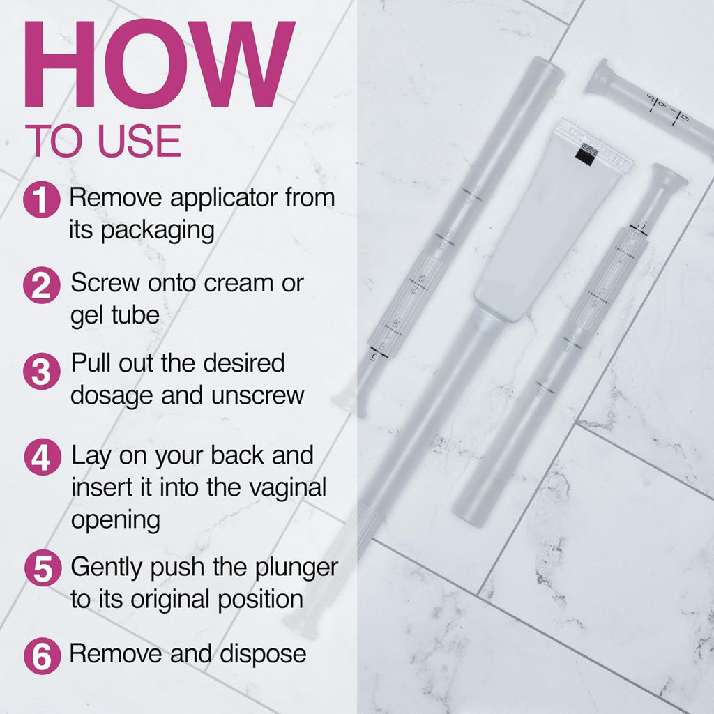 Disposable Plastic Vaginal Cream Applicators - Threaded End to Fit OTC Gel or Cream Products - Accurate Dosage Markings Measurements - 40 Pack. Made in USA.