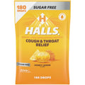 HALLS Cough & Throat Relief Honey Lemon Sugar Free Cough Drops, 180 ct | No Synthetic Dyes, Bulk Pack
