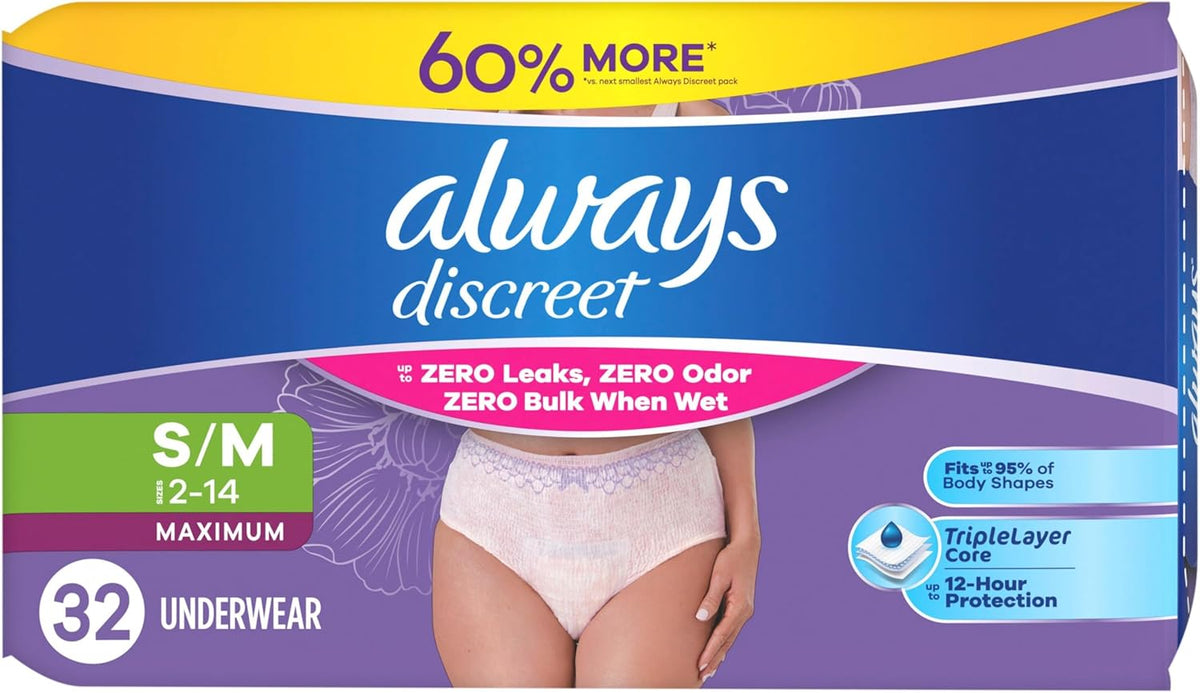 Always Discreet Disposable Underwear Disposable Postpartum 32 pieces