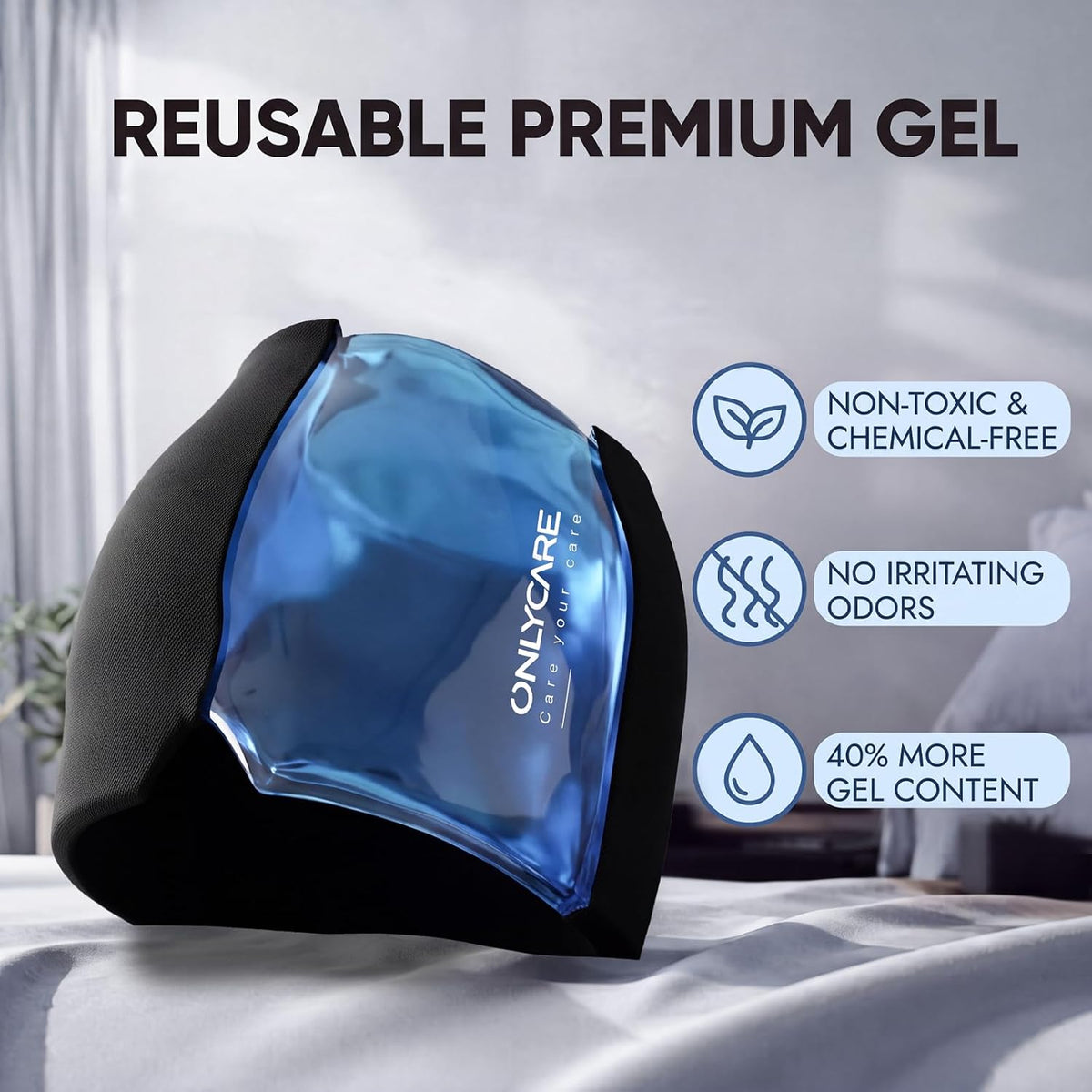 ONLYCARE Migraine Relief Cap, Headache Relief Cold Cap with Odorless Gel | Cooling Hat Head Wrap Soothing Face Ice Pack Mask Products for Tension Stress Hangover & Puffy Eyes, Relaxing Gifts for Women