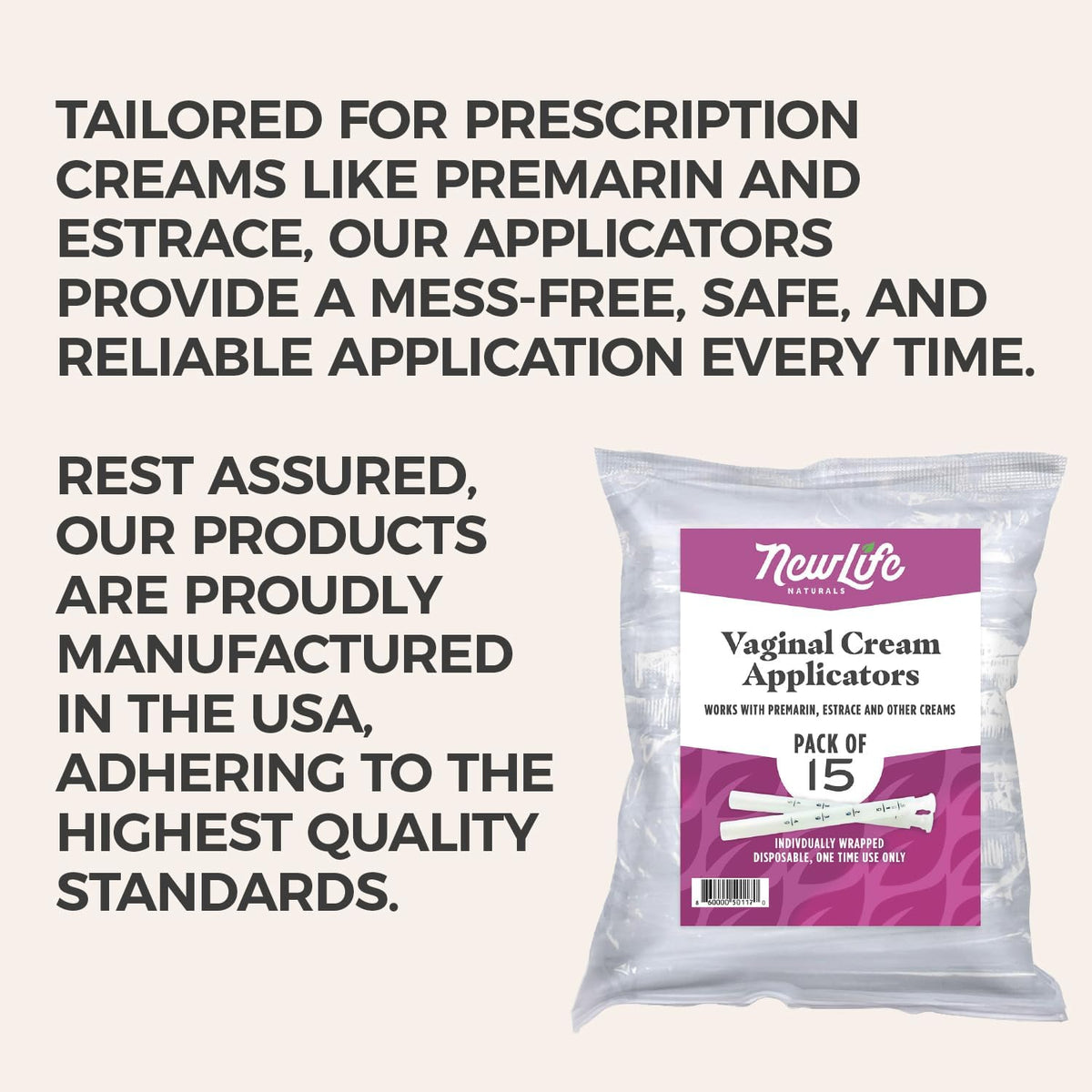 Disposable Plastic Vaginal Applicator Pack: Hygienic Threaded Injector Applicators to Fit Preseed Lubricant, Estrace, Personal Lube and OTC Gel or Cream Products - with Dosage Measurements - 15 Pack