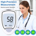 Glucose Monitor Kit, Blood Sugar Monitor with 50 Test Strips & 50 Lancets for Diabetes Testing, High Accuracy Blood Glucose Meter with Auto Eject, No Coding & Large LCD for Seniors, Glucometer Diabetes Testing Kit for Travel & Home Use