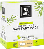 Pee Safe Organic Cotton Biodegradable Sanitary Pads, Regular | Anti-Bacterial | Superb Absorbency | Long Lasting Protection | Skin Friendly | Comfortable & Easy To Use | Pack of 10