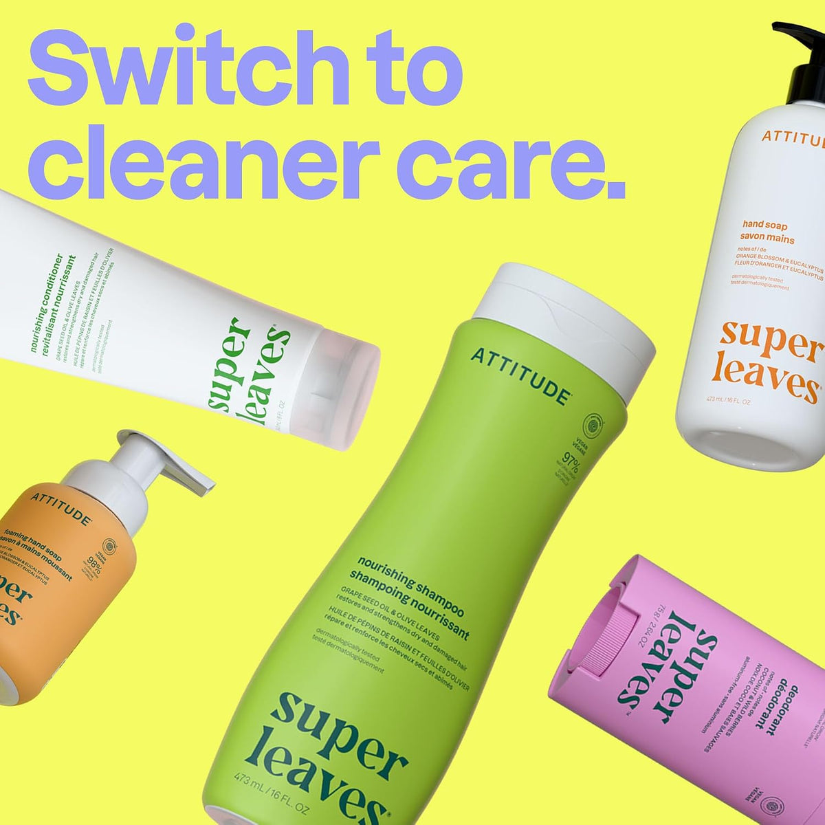 ATTITUDE Foaming Hand Soap, EWG Verified, Plant and Mineral-Based Ingredients, Vegan and Cruelty-free Personal Care Products, Earl Grey & Fresh Cucumber, 10 Fl Oz