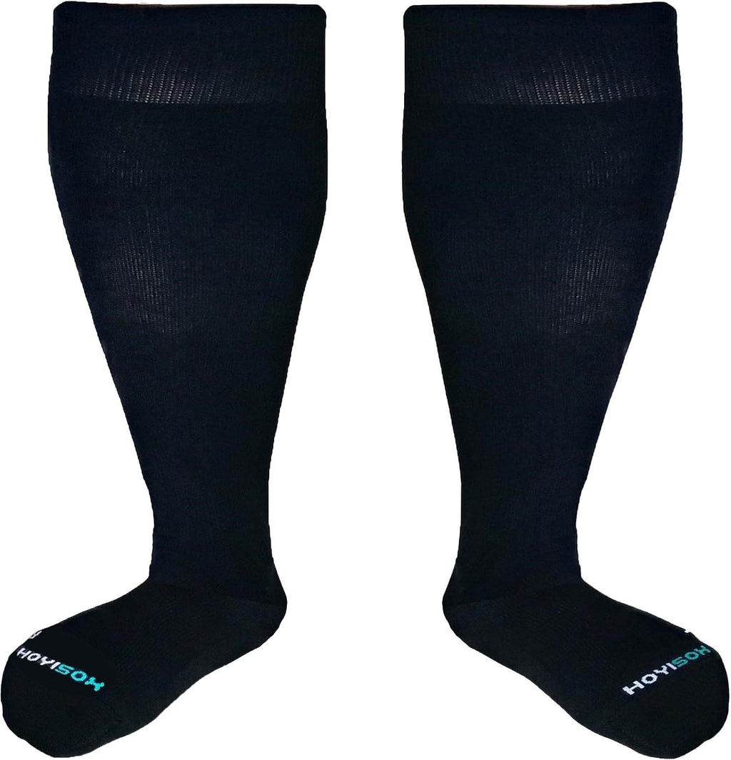 Plus Size Compression Knee High Socks, Wide Calf Extra Large for Men and Women, Comfortable Cotton