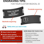 Personalized Medical Alert Bracelet for Men - Customized Elastic Strap Stainless Steel ID Bracelets Engraved Medic Info, Emergency Awareness Medic ID Bracelet for Autism Allergy Diabetic Epilepsy