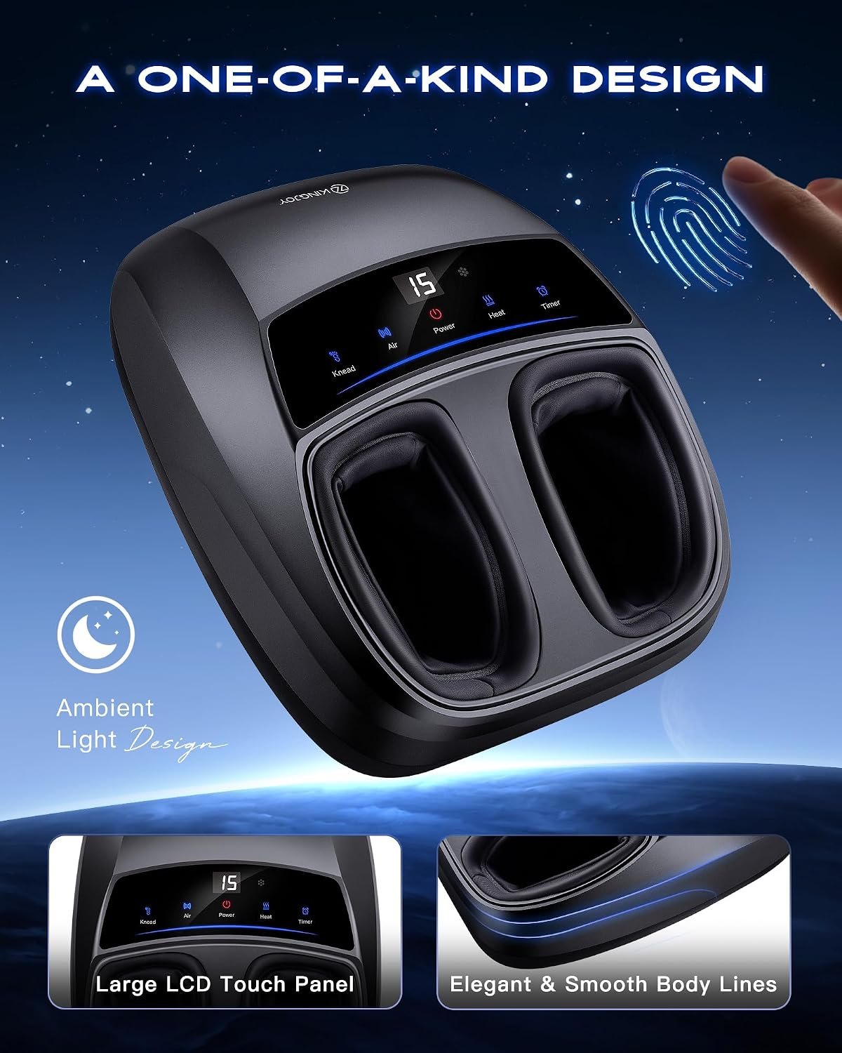KINGJOY Foot Massager with Heat for Neuropathy and Plantar Fasciitis Relief | Deep Kneading FSA Eligible HSA Shiatsu feet massager, Multi-Level Modes, Remote Control, Self Care Gift for Mom Dad,Size 14