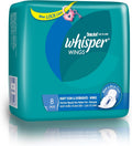 WHISPER Heavy Flow and Overnights Wings 8's, 8 count