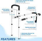 Bed Rails for Elderly Adults Safety, 350 LB Capacity, Model GS07 | ASTM Approved, Adjustable Bed Cane with Non-Slip Grip & Storage Bag, Tool-Free Bed Assist Rails for Seniors & Post Surgery