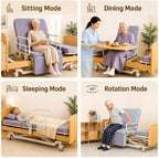 Rotating Electric Hospital Beds for Home Use, 90° Sit-to-Stand Nursing Medical Bed for Seniors and Disabled with Adjustable Height, Backrest, Leg Rest, 550 lbs Capacity, Mattress Included