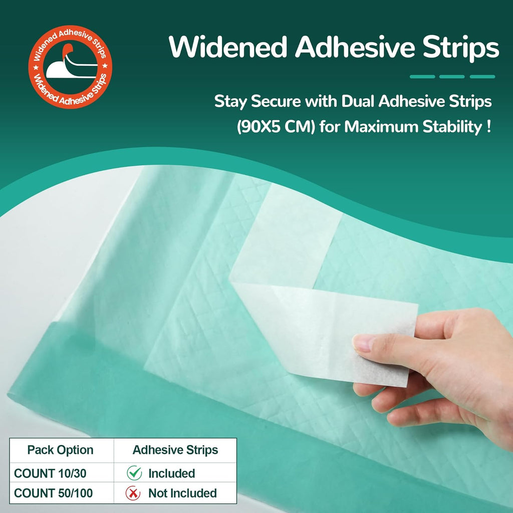Bed Pads with Adhesive Strips 30''X36'', 30 Count Chucks Disposable Underpads Extra Large Thicker Incontinence Pads for Unisex Adult, Senior, Kids and Pet (with Adhesive )