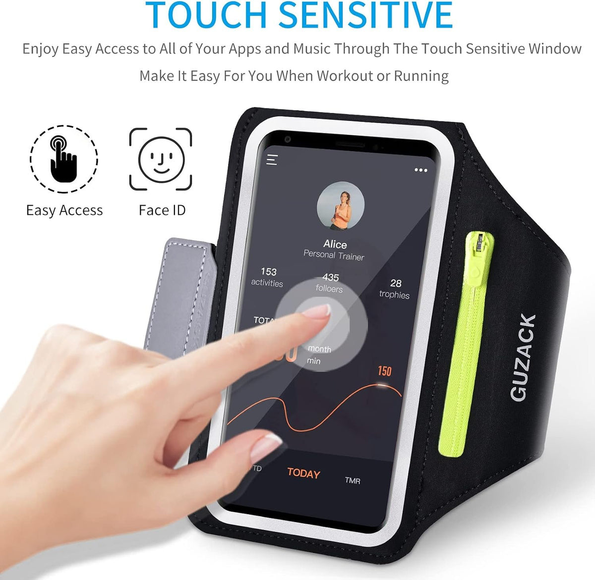 GUZACK Running Armband for iPhone 17 16 15 14 13 12 Pro Max/Plus/XR/XS, Galaxy S25/S24/S23/S22, with Card Slot & Key Pockets, Sports Arm Bands Cell Phone Holder Fit Up to 6.9 Inches Phone