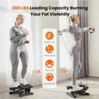 Sweetcrispy Mini Stair Steppers with Resistance Bands for Exercise at Home, Portable Exercise Twist Stepper Machine for Full Body Workout, 300LBS Capacity