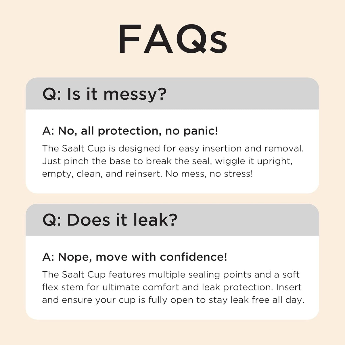 Saalt Soft Menstrual Cup – Reusable Period Cup – Made for Comfortable, Leak-Free Protection Up to 12 Hours – BPA & Latex Free – Includes Cup & Carry Bag (Regular Grey/Small Desert Blush)