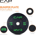 CAP 2-inch Olympic Bumper Plate Weight Set | 100-370 lbs | Multiple Colors | Storage Rack Optional