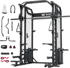 Major Fitness Drone2 Advanced Training Smith Machines– All-in-One Home Gym Squat Rack with Aluminum Pulley Set , Weight Bar, Dual LAT Pull-Down Systems & Cable Crossover Machine for Full-Body Workouts