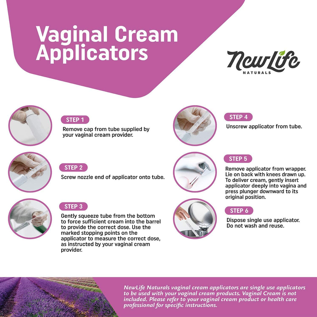 Disposable Plastic Vaginal Applicator Pack: Hygienic Threaded Injector to Fit Preseed Lubricant, Estrace, Personal Lube and OTC Gel or Cream Products - With Dosage Measurements - 30 Pack