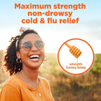 Amazon Basic Care Maximum Strength Daytime Honey Flavor Severe Cold and Flu Relief, Multi-Symptom, Non-Drowsy, Cough, Sore Throat, Nasal Congestion, Liquid Medicine, 12 fl oz (Pack of 1)