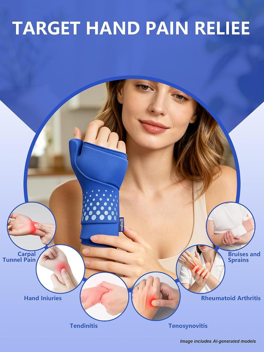 Wrist &Thumb Ice Pack Wrap-Thickened Gel for Long-Lasting Cold Compression | Stays Cold Longer-Hand Ice Pack & Ice Glove for Arthritis,Carpal Tunnel Relief & Tendonitis-Fits left and right