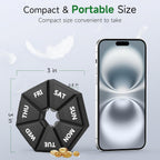 Weekly Pill Organizer, 2 Pack Portable Travel Pill Box, 7 Day Pill Case | Easy Open, BPA-Free, Arthritis Friendly Medicine Pill Container, Medicine Case for Vitamins,Supplements Medications, Black