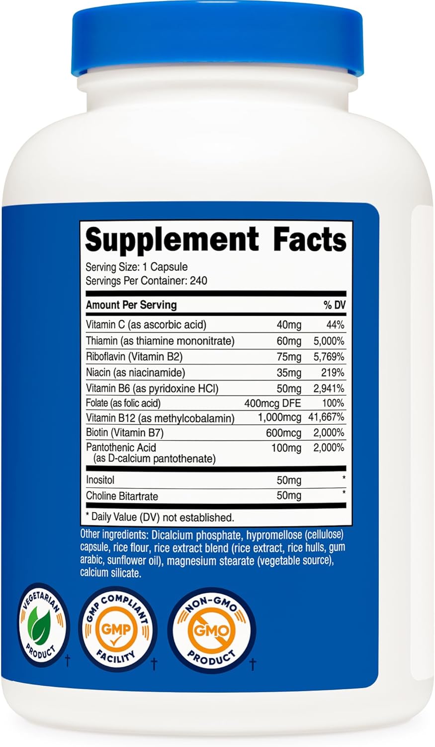 Nutricost Vitamin B Complex 462mg, 240 Capsules, with Vitamin C | Energy Complex